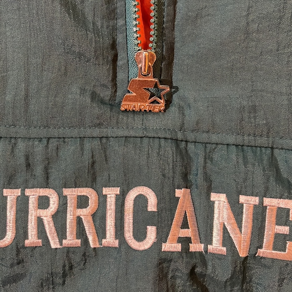 Rare Vintage Starter Miami Hurricanes 1/4 Zip Puffer Jacket - Picture 6 of 9